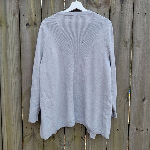 Talbots Outlet Plus Size Pointelle Cable Detail Open Front Cardigan Cotton 2X - Picture 2 of 5